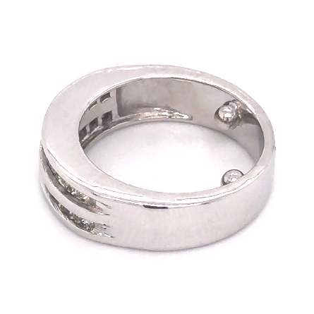 14K White Gold Estate Two-Row Channel Band w/Diams=1.00apx VS-SI H-I Size4.25 with Sizing Beads 4.4dwt
