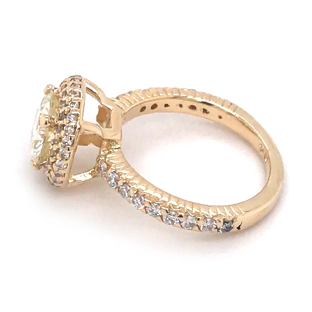 14K Yellow Gold Estate Halo Ring w/Fracture Filled Diam=1.50apx M and w/Side Diams=.50apx I1-I2 Size5.25 3.1dwt