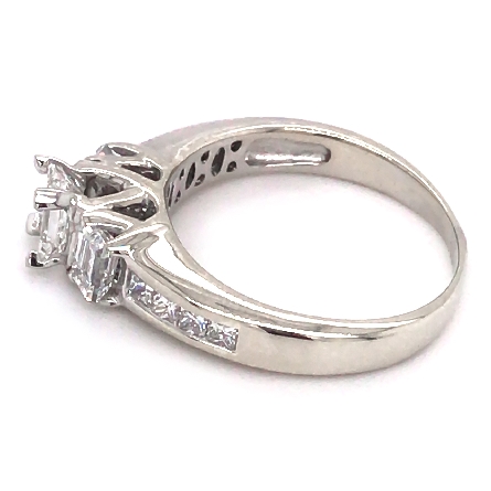 14K White Gold Estate Engagement Ring w/Emerald-cut and Princess-cut Diams=1.35apx SI H-I Size7.5 3.6dwt
