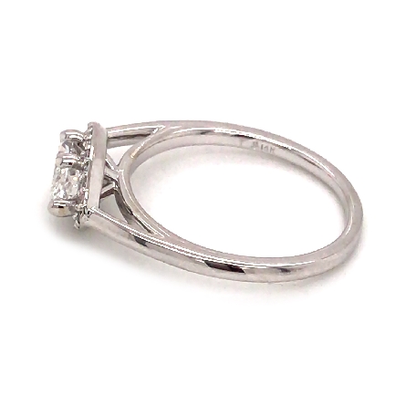 14K White Gold Estate East-West Halo Marquise Shaped Engagement Ring w/Marquise Diam=.86ct SI1 I and 22Diams=.09ctw SI H-I Size 6.5