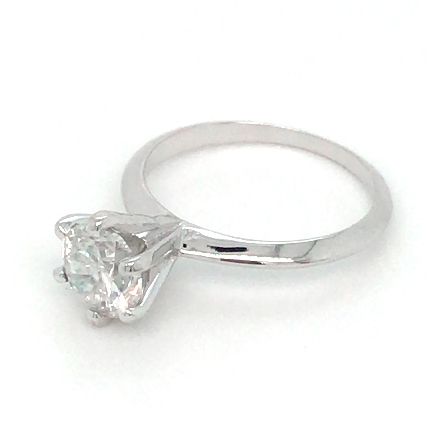 14K White Gold Estate Six Prong Solitaire Engagement Ring w/1Diam=.84ct Fracture Filled I1 H Size3.75 1.2dwt