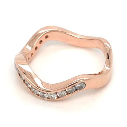 14K Rose Gold Estate Wavy Channel Band w/Diams=.50apx SI H-I Size7 2.6dwt