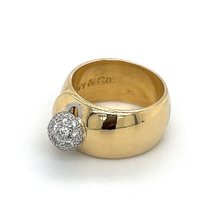18K Yellow Gold and Platinum Estate Tiffany and Co Wide Band Ring w/Diams=.50apx VS G-H Size5.75 10.6dwt