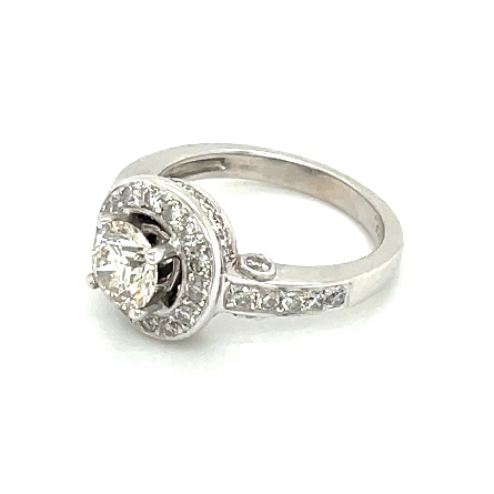 14K White Gold Estate Round Halo Engagement Ring w/1Diam=.93ct VS2 K (Brown) and Diaims=.63apx SI H-I Size 6.5 3.4dwt