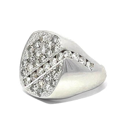14K White Gold Estate Pave Signet Style Mens Ring w/1.15apx SI G-H Size 6.25 5.8dwt