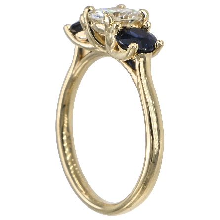 14K White Gold Estate 3Stone 4 Prong Ring w/1 Diam=.99ct VS2 J GIA DOSSIER#2215696044 and 2Sapphires=1.39ctw Size7