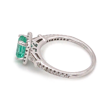 14K White Gold Estate Emerald Halo Ring w/Diams=.55ctw SI2 G-H Size7