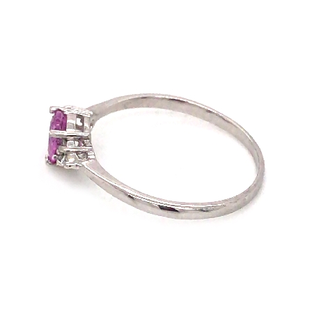 14K White Gold Estate Pear Shaped Pink Sapphire Ring w/Diams=.06apx SI H-I Size7 1.4dwt