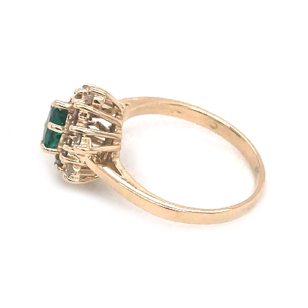 14K Yellow Gold Estate Emerald Ring w/Diams=.27apx SI Brown Size 5 1.60dwt 