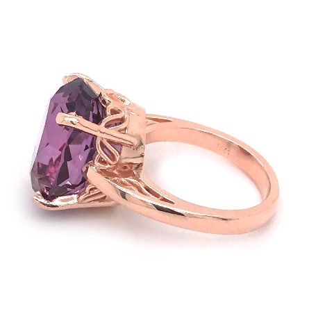 14K Rose Gold Estate Oval Fashion Ring w/16x12mm Oval Amethyst=11.37ct Size 6