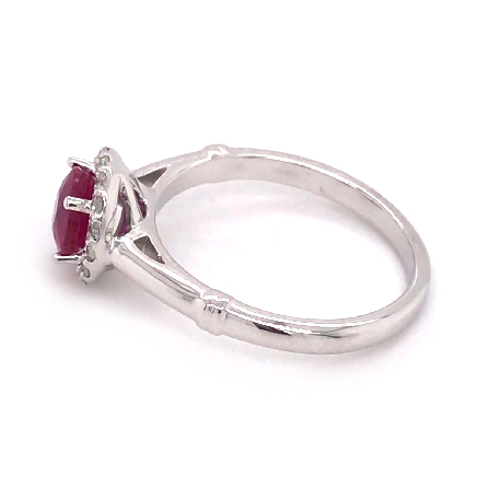 14K White Gold Estate Round Halo Ring w/Ruby=1.16 and 16Diams=.14ctw SI H-I Size 6.75