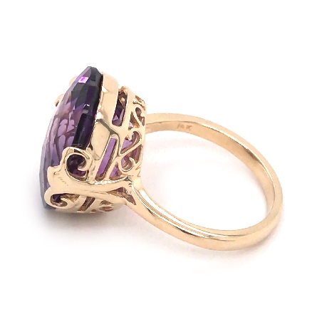 14K Yellow Gold Estate Oval Harlequin Amethyst Ring Size6.5 4.6dwt