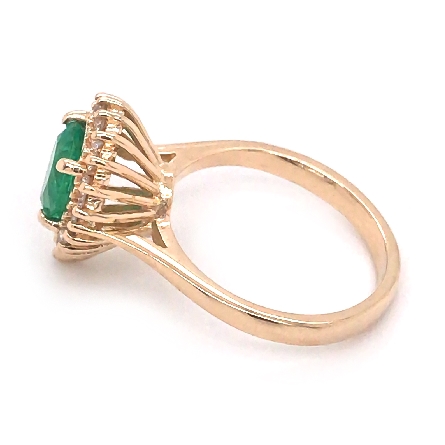 14K Yellow Gold Estate Pear-Shape Emerald Halo Ring w/Diams=.25apx SI I-J Size5.75 2.3dwt