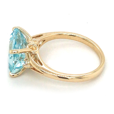 14K Yellow Gold Estate East-to-West Ring w/Aquamarine=3.68ct and 2Diams=.06ctw SI2-I1 H-I Size 7