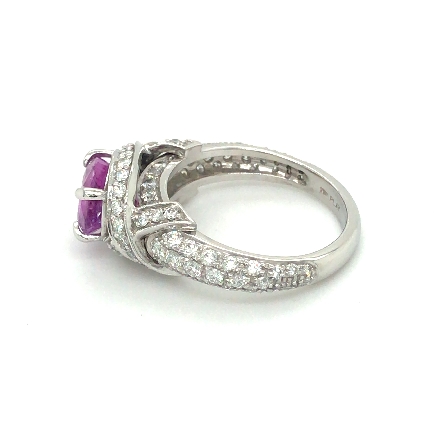 Platinum Estate East to West Pink/Purple Oval Sapphire Ring w/Diams=1.06apx VS G-I Size 6.75 6.0dwt