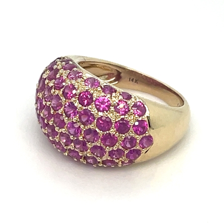 14K Yellow Gold Estate Domed Ring w/Rubies=4.41ctw Size7 4.0dwt