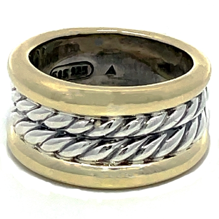 Sterling Silver and 14Kk Yellow Gold Estate Wide Double Cable David Yurman Ring Size6 7.7dwt