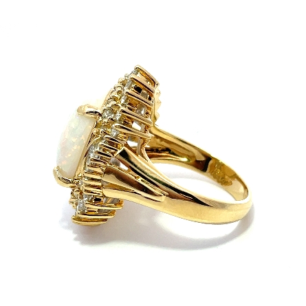 14K Yellow Gold Estate Opal Halo Ring w/Diamonds=1.00ctw VS-SI H-I Size 6.5