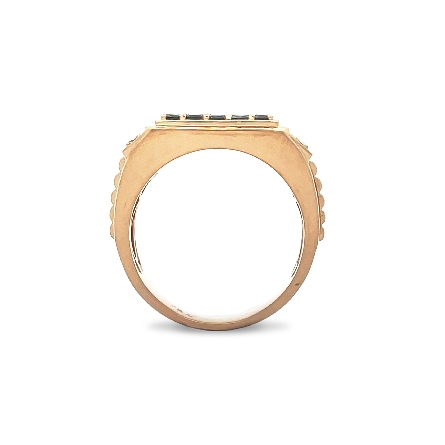 18K Yellow Gold Estate Square Design Gents Ring w/Green Chrysoberyl and 10 Diams=.45apx SI G-H Size10.5 10.4dwt