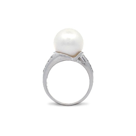 14K White Gold Estate South Sea Cultured Pearl 12mm Cocktail Ring w/14Diams=.25apx SI2-I1 I Size6.5 4.3dwt 