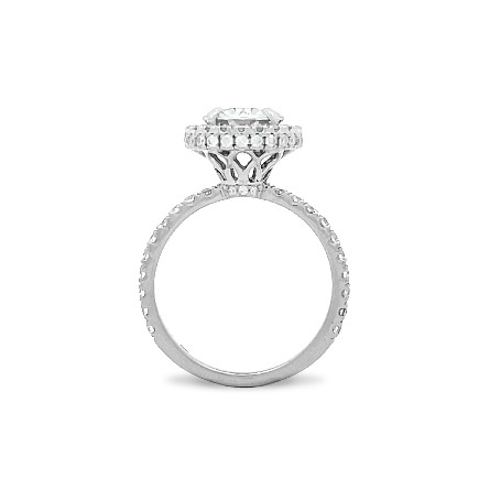 14K White Gold Estate Halo Engagement Ring w/Moissanite Ring Size 7.25   2.8dwt