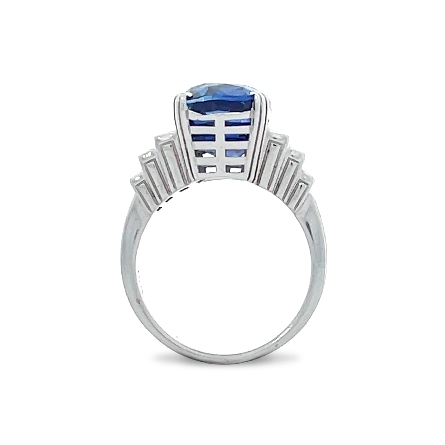 18K White Gold Estate Mid Century Cushion Sapphire=10.22ct GIA#1299744886 and 6Diams=1.00apx VS F-G Size6 #RG708E