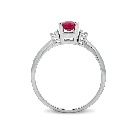 14K White Gold Estate 3Stone Ruby Ring w/2Diams=.04apx SI2 I Size6.25 1.4dwt