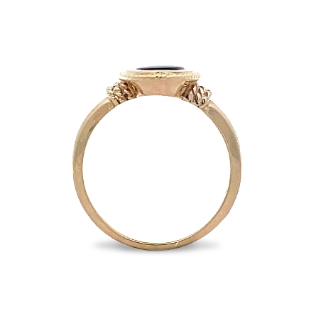 14K Yellow Gold Estate Bezel Set Black Onyx Oval Rope Ring Size7.25 2.7dwt 
