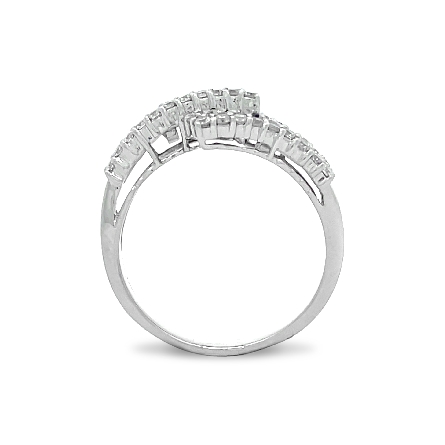 18K White Gold Estate Sapphire Baguette and Shared Prong Bypass Ring w/41Diams=1.00apx SI H-I Size 9 3.6dwt 