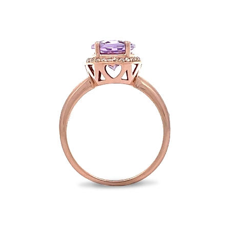14K Rose Gold Estate Amethyst 4Prong Halo Ring w/42Diams=.20apx SI1-SI2 I Size7 2.8dwt