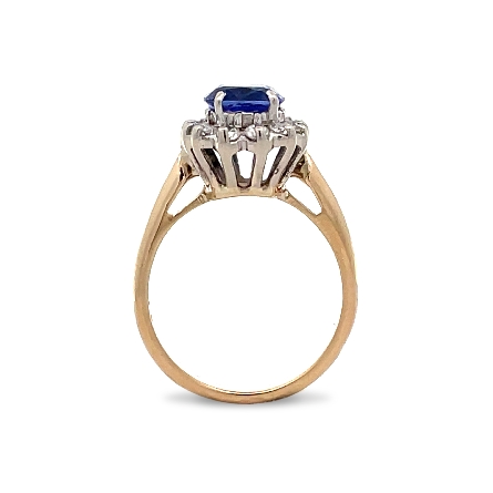14K Yellow and White Gold Estate Tanzanite Halo Ring w/Diams=.42apx SI1-I1 I-J SIze6.5 3.0dwt 