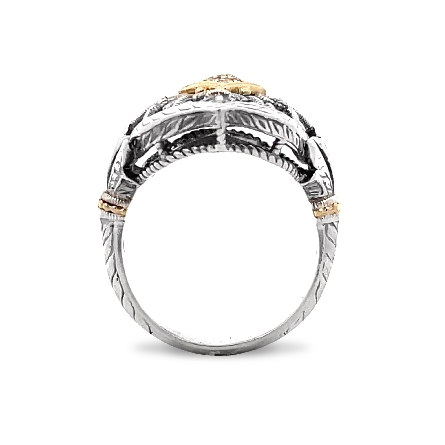 Sterling Silver and 18K Yellow Gold Estate Gabriel and Co Vintage Inspired Filigree Ring w/Diams=.07ctw SI2 G-H Size8 5.0dwt