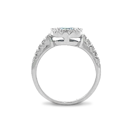 14K White Gold Estate Blue Topaz Halo Ring w/22Diams=.22apx SI1-SI2 I-J Size5.75 2.3dwt 