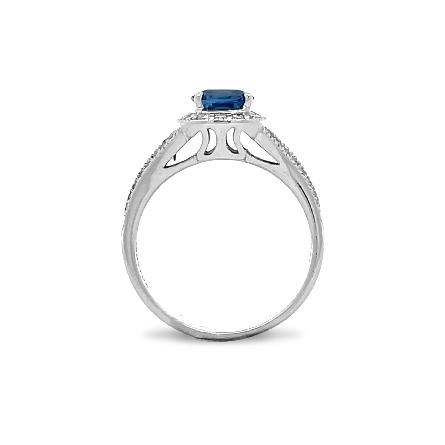 18K White Gold Estate Sapphire Halo Ring w/Diams=.33apx SI H-I Size5.75 2.4dwt 
