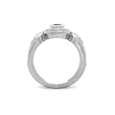 18K White Gold Estate Aquamarine Bezel Ring w/Diams=.40apx VS G-H Size6 4.5dwt