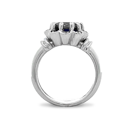 14K White Gold Estate Tanzanite Oval Halo Bezel Set Fashion Ring Size6.75 w/Diams=.50apx SI H-I 6.3dwt 