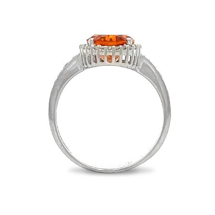 14K White Gold Estate Citrine Oval Halo Fashion Rring w/36 Single Cut Diams=.18apx VS-SI H-I Size7 1.7dwt 