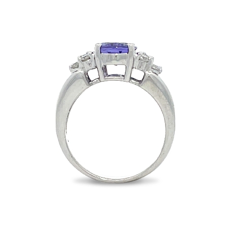 14K White Gold Estate Tanzanite Oval Split Shank Fashion Ring w/Diams=.30apx SI H-I Size6.5 3.1dwt 