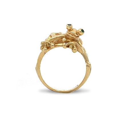 14K Yellow Gold Estate Steven Douglass Tsavorite Frog Ring Size6.5 4.9dwt 