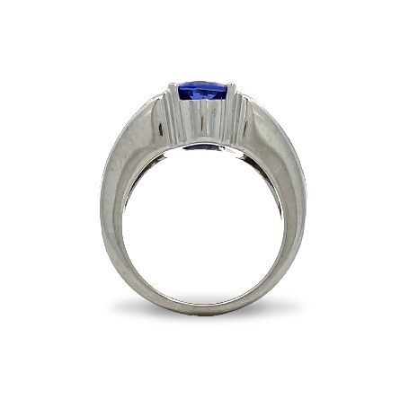 14K White Gold Estate Tanzanite 3Row Channel Ring w/60 baguette Diams=.80apx VS I-J Size 7  9.2dwt 