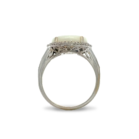 18K White Gold Estate Opal Oval Halo Ring w/Diams=.33apx SI G-H Size 7  3.4dwt