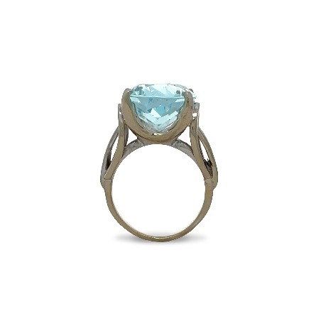 14K White Gold Estate Aquamarine 4Prong Oval Solitaire Ring Size6.75 5.7dwt 