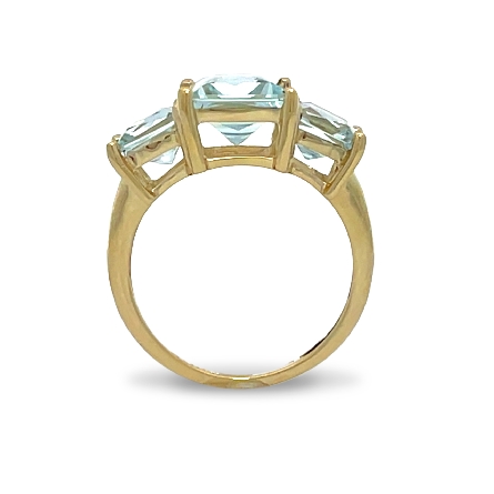 14K Yellow Gold Estate 3Stone Aquamarine Ring Size7 2.4dwt