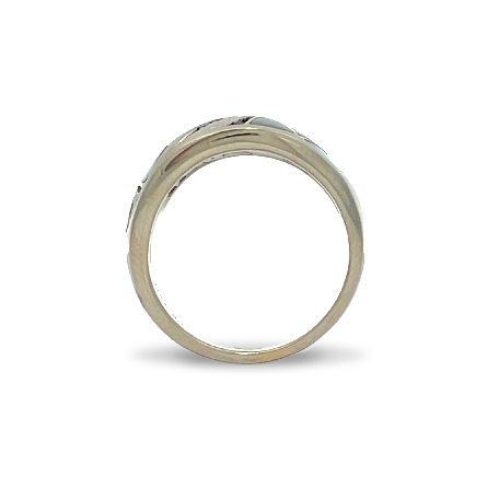 14K White Gold Estate Mother of Pearl Pink and Blue Sapphire Bagley Inlaid Fashion Band w/Diams=.09apx VS H Size6.75 5.0dwt 