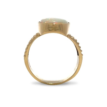 14K Yellow Gold Estate Opal Oval Bezel Set Fashion Ring Size7.75 4.7dwt 