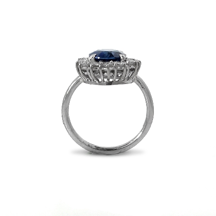Platinum Estate Oval Halo Ring w/1 Oval Sapphire=4.96ct GIA and Diams=1.10apx VS-SI H-J Size7.5 #R1193