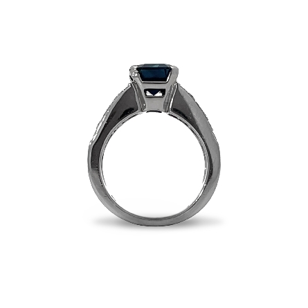 Platinum Estate Channel 3Row Setting w/1 Step Cut Sapphire=3.85ct GIA#6233550437 and Baguette and Princess Diamonds=2.04apx VS-SI H-I Size6.5 #R1206E