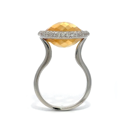 18K White Gold Estate Citrine Oval Halo Fashion Ring w/99Diams=0.79apx VS-SI H-ISize7.75 7.1dwt 