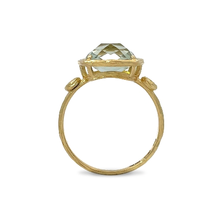 14K Yellow Gold Estate Praisiolite Square Wood Grain Ring w/2Diams=.02apx I1 H-I Size9 2.2dwt 