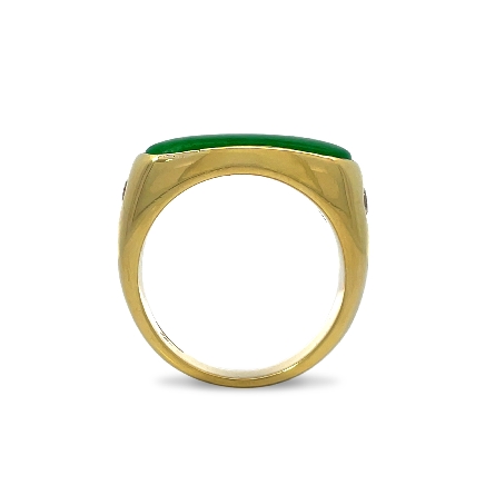 18K Yellow Gold Estate East To West Bezel Jadeite Ring w/2Diams=.40apx SI G-H Size9 9.6dwt 
